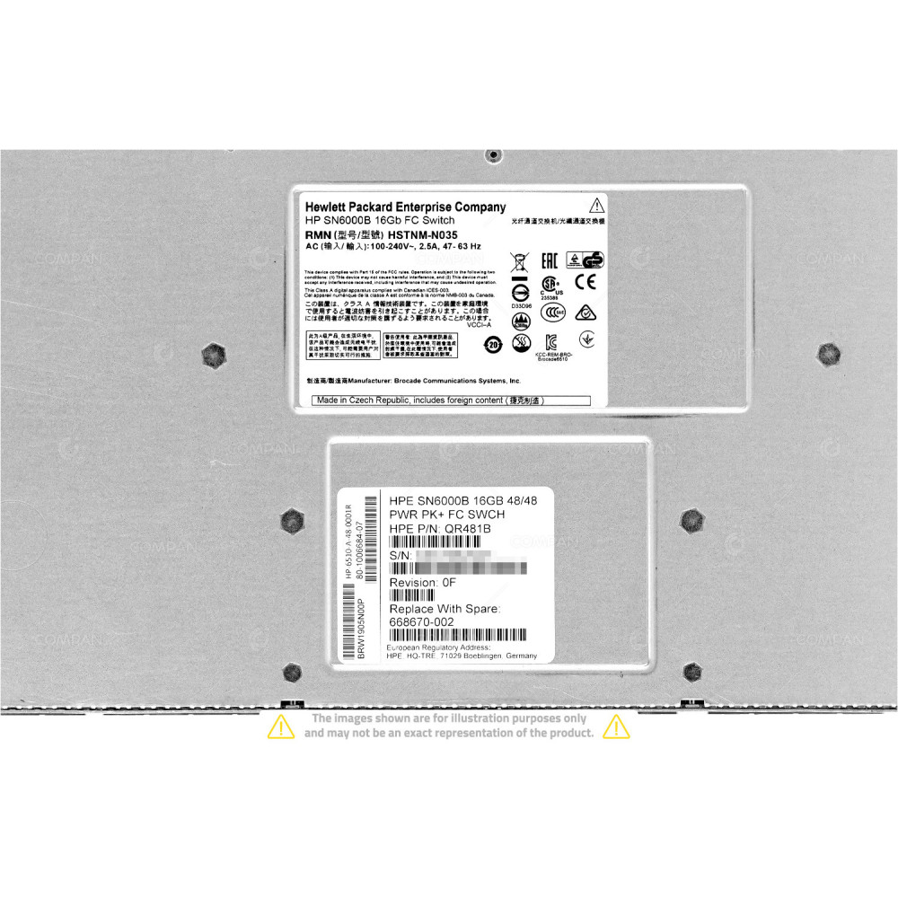 HPE SN6000B (QR481B) 48x SFP+ 16Gb (48 Ports Active) -  Fibre Channel Switch